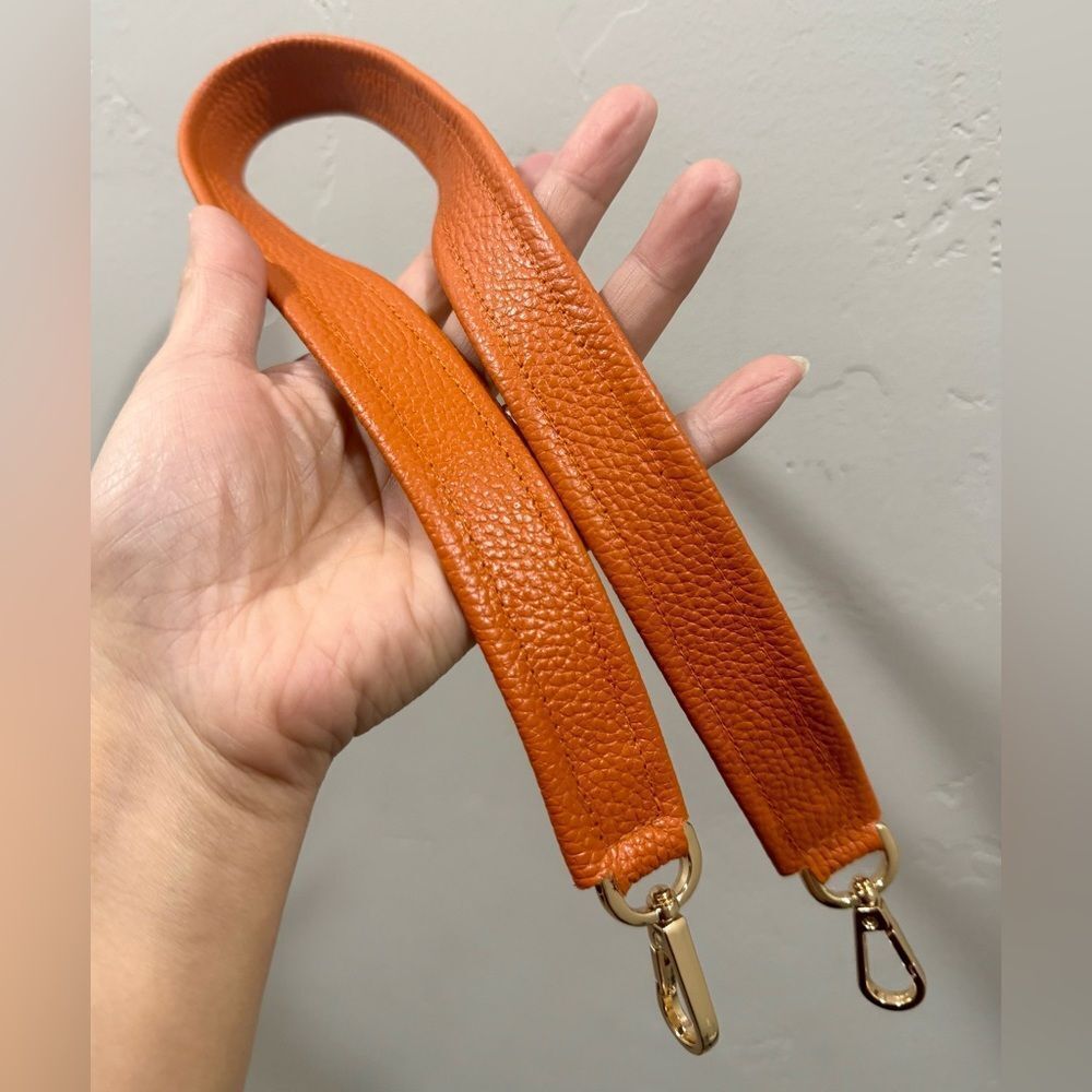 Orange Pebble Leather Handmade Vintage Style Extra Large Kisslock Frame Bag - Picture 16 of 16